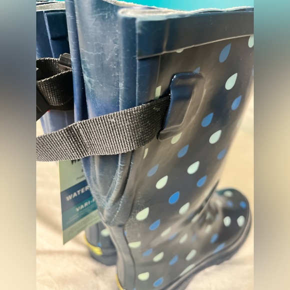 NWT: Western Chief Adult Rain Boots- Raindrop Dot Blue, Adjustable Strap, Size 9 - Picture 8 of 16